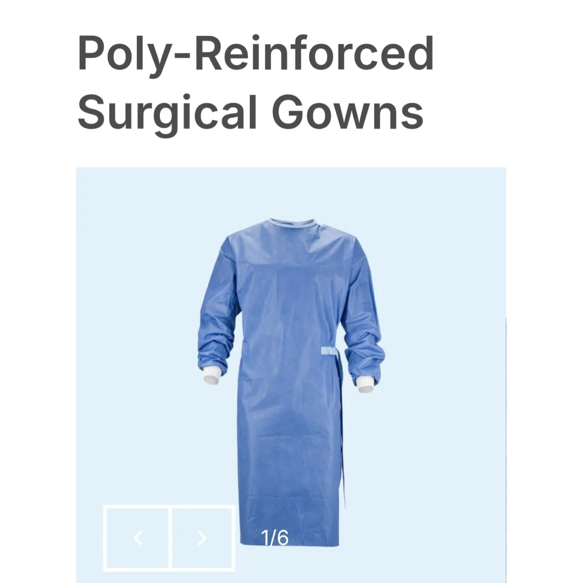 Poly-Reinforced Surgical Gown Poly-Reinforced Surgical Gown medical supply product image for UK healthcare use