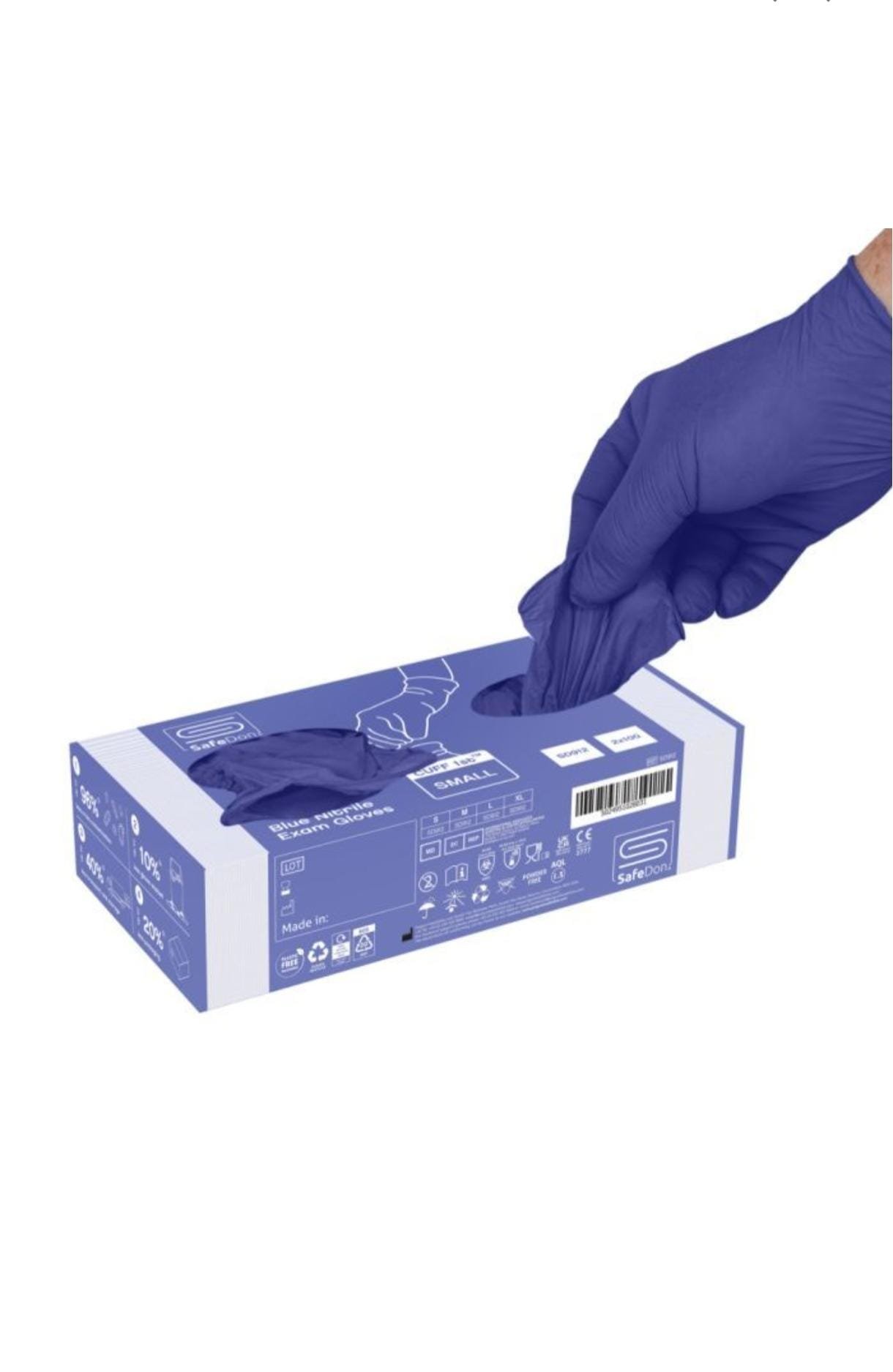 Nitrile Blue Disposable Gloves Box 100 Nitrile Blue Disposable Gloves Box 100 medical supply product image for UK healthcare use